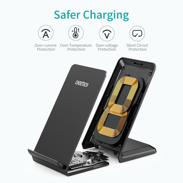 CHOETECH T524S 10W/7.5W Fast Wireless Charging Stand with AC Adapter - Image 3
