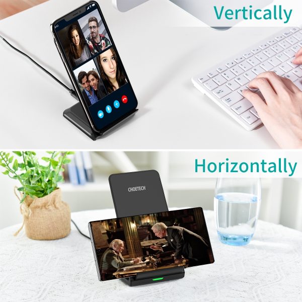 CHOETECH T524S 10W/7.5W Fast Wireless Charging Stand with AC Adapter - Image 7