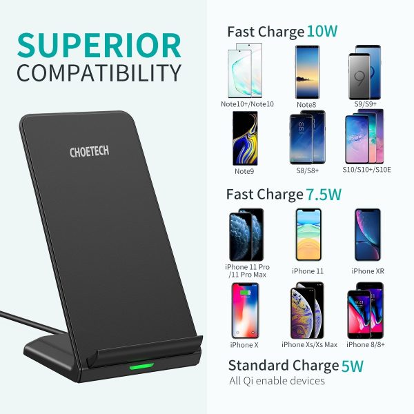 CHOETECH T524S 10W/7.5W Fast Wireless Charging Stand with AC Adapter - Image 6