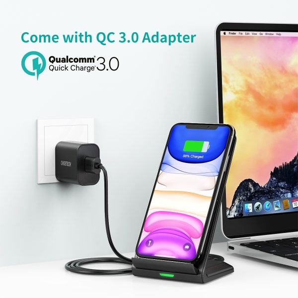 CHOETECH T524S 10W/7.5W Fast Wireless Charging Stand with AC Adapter - Image 8