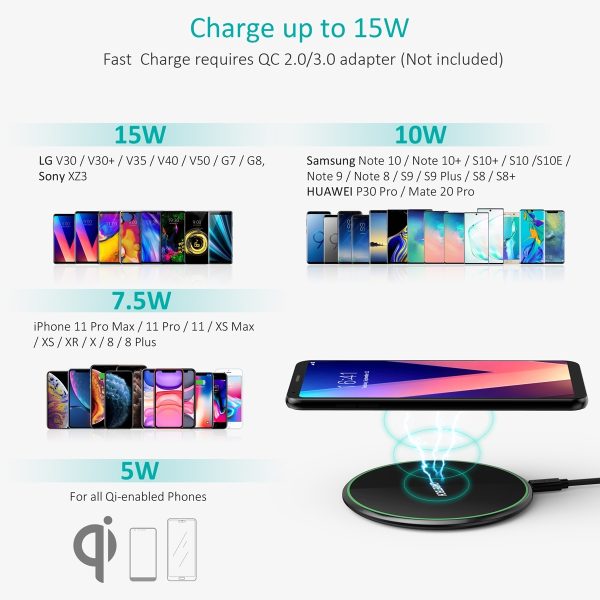 CHOETECH T559-F 15W Wireless Charging Pad with AC Adapter - Image 5