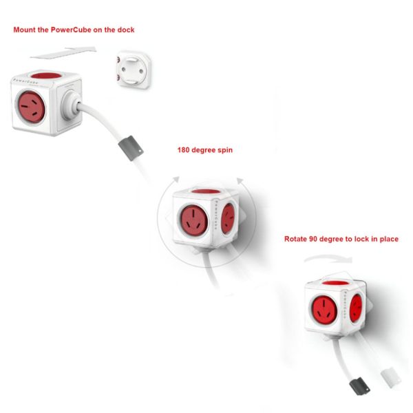 ALLOCACOC POWERCUBE Extended Boston Red 5 Outlets with 3M CABLE - Image 3