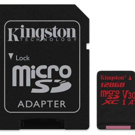 KINGSTON  Canvas React: MicroSD 128GB , 100MB/s read and 70MB/s write with SD adapter  SDCR/128GB
