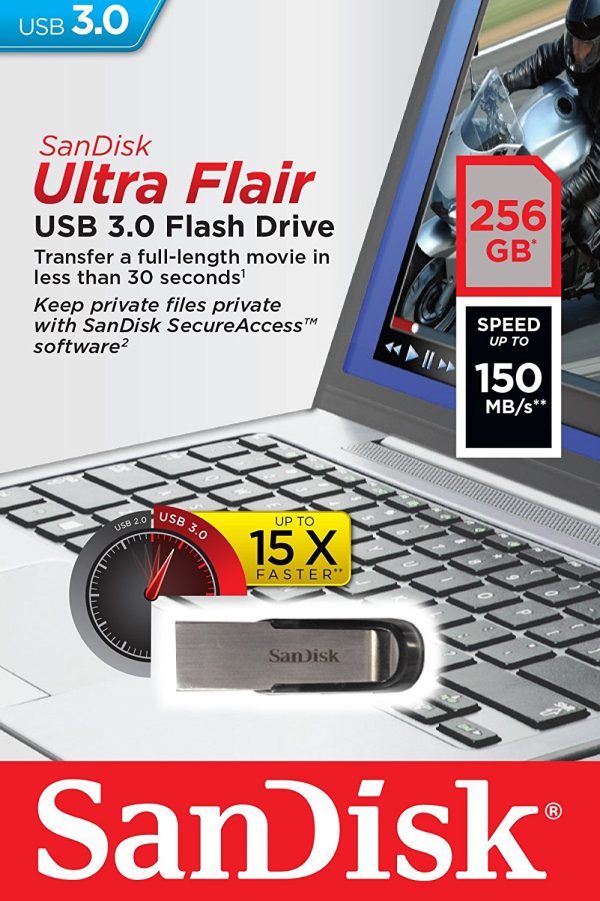 SANDISK 256GB CZ73 ULTRA FLAIR USB 3.0 FLASH DRIVE upto 150MB/s - Image 4