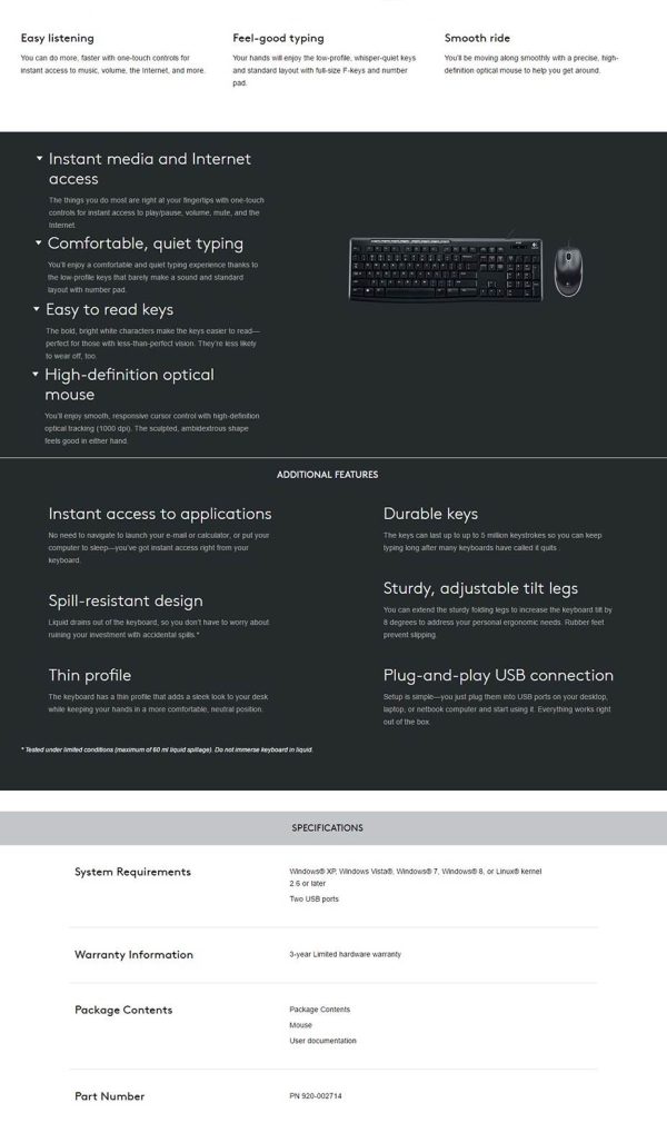 Logitech MK200 Media Keyboard Mouse (920-002693) - Image 2