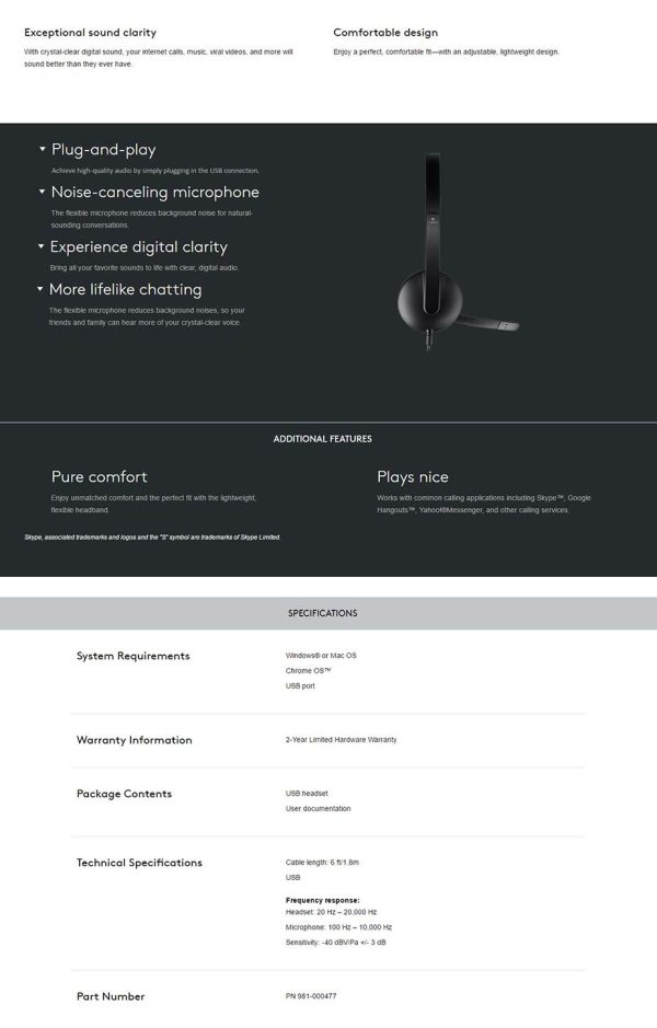 Logitech H340 USB Headset (981-000477) - Image 5