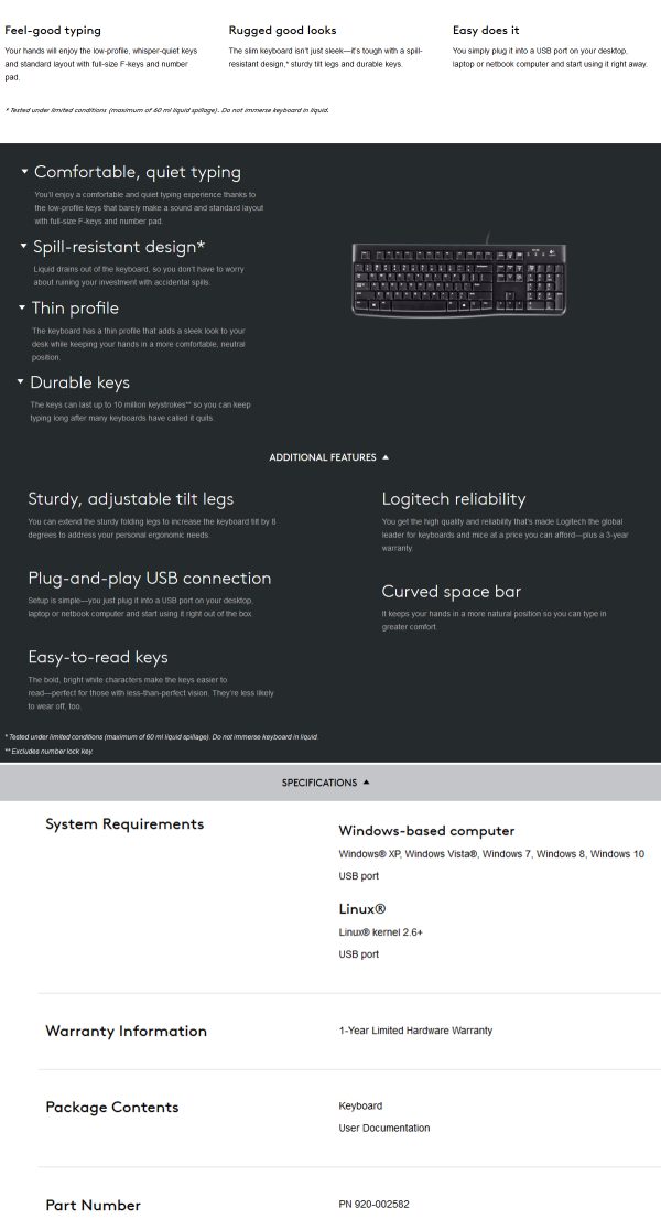 Logitech K120 USB Keyboard (920-002582) - Image 2