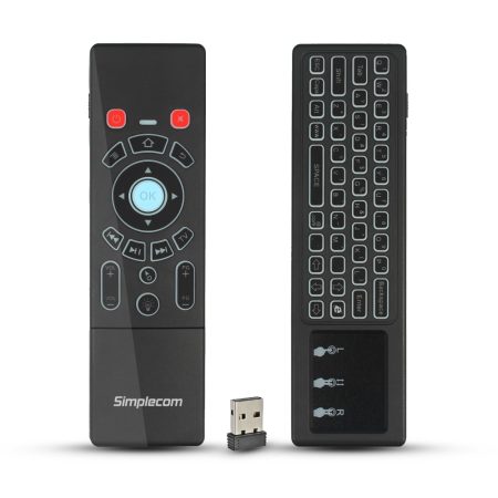 Simplecom RT250 Rechargeable 2.4GHz Wireless Remote Air Mouse Keyboard with Touch Pad and Backlight