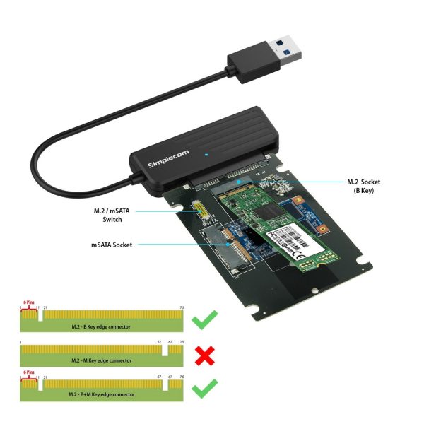 Simplecom SA225 USB3.0 to mSATA + M.2 (NGFF B Key) 2 In 1 Combo Adapter - Image 2