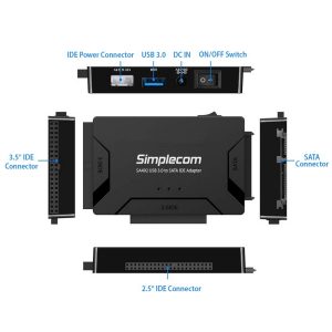 Simplecom SA492 USB 3.0 to 2.5/3.5/5.25 inch SATA IDE Adapter with Power Supply - Image 3