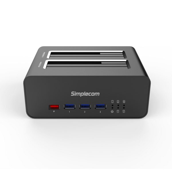 Simplecom SD352 USB 3.0 to Dual SATA Aluminium Docking Station with 3-Port Hub and 1 Port 2.1A USB Charger - Image 2