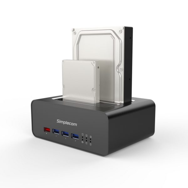 Simplecom SD352 USB 3.0 to Dual SATA Aluminium Docking Station with 3-Port Hub and 1 Port 2.1A USB Charger - Image 4
