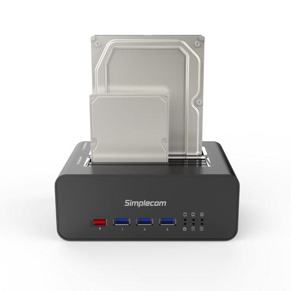 Simplecom SD352 USB 3.0 to Dual SATA Aluminium Docking Station with 3-Port Hub and 1 Port 2.1A USB Charger - Image 5