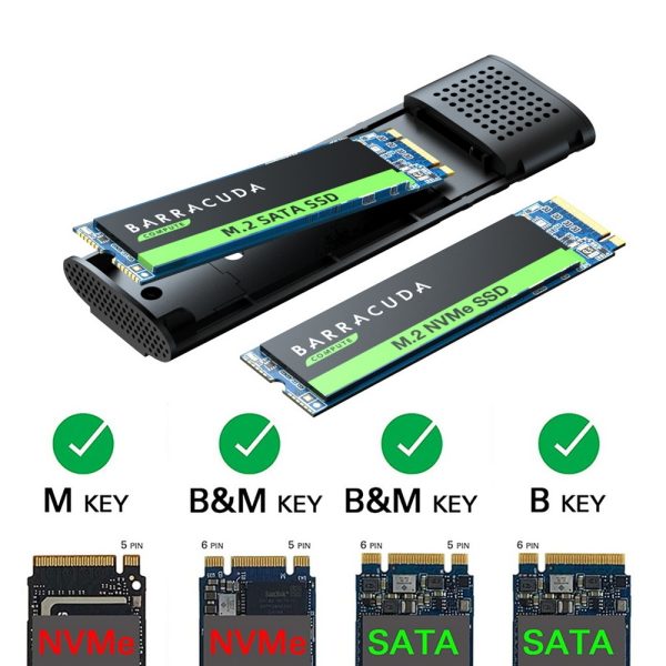 Simplecom SE516 NVMe / SATA Dual Protocol M.2 SSD Tool-Free USB-C Enclosure USB 3.2 Gen 2 10Gbps - Image 3