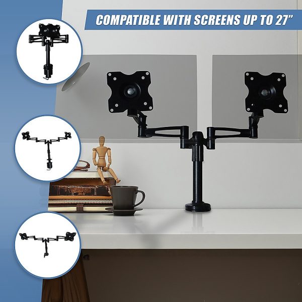 Two-Screen 10-25" Desk Monitor TV Plasma LED LCD Work Mount - Image 7