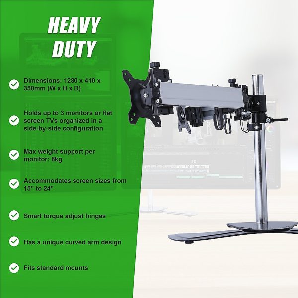 Triple Tilt LCD Monitor Mount Freestanding Desktop Stand - Image 9