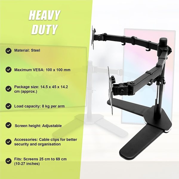 13"-27" Dual Screen Monitor Stand TV Bracket Computer Display Desk Mount Holder - Image 9