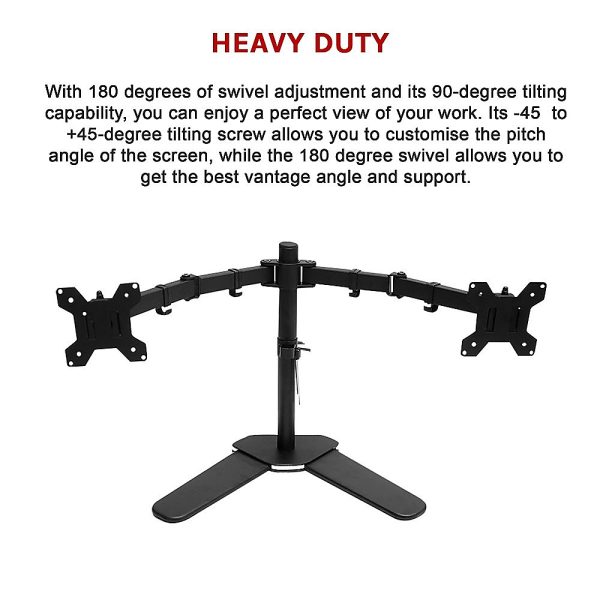13"-27" Dual Screen Monitor Stand TV Bracket Computer Display Desk Mount Holder - Image 10