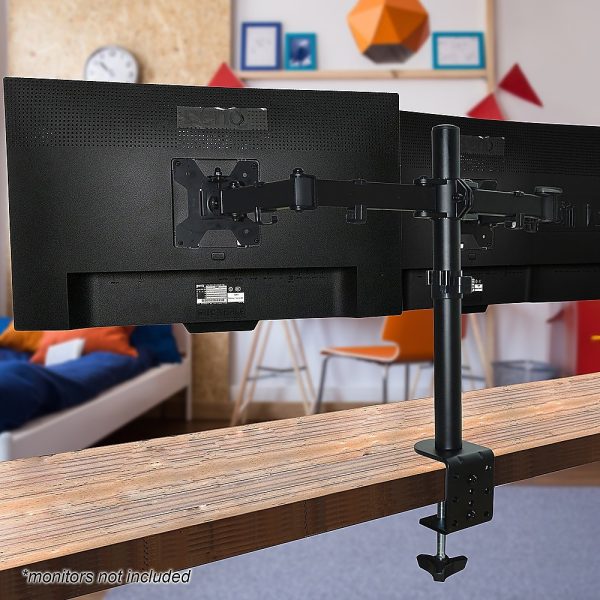 Dual LCD Monitor Desk Mount Stand Adjustable Fits 2 Screens Up To 27" - Image 2