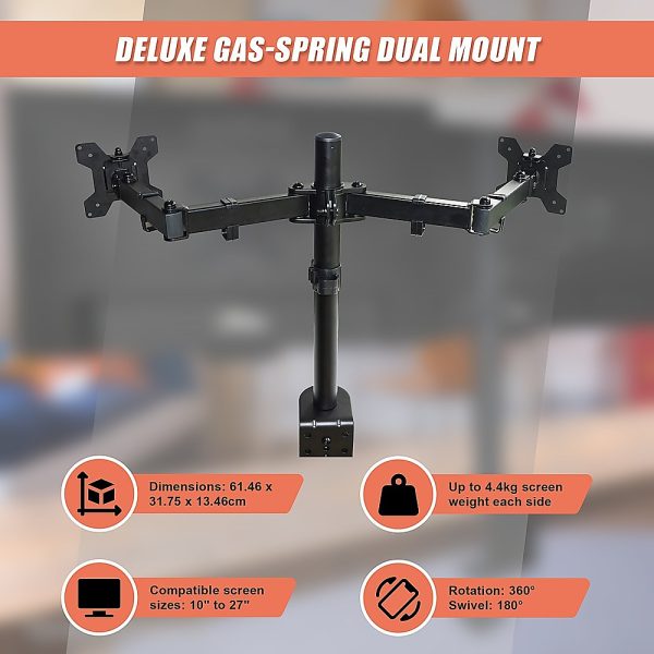 Dual LCD Monitor Desk Mount Stand Adjustable Fits 2 Screens Up To 27" - Image 8