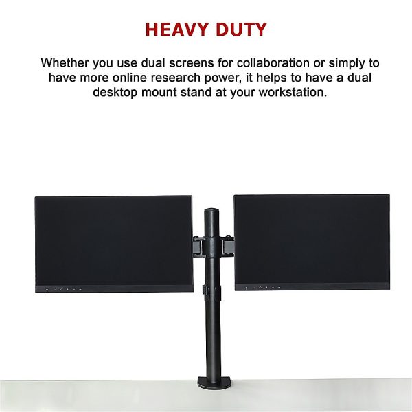 Dual LCD Monitor Desk Mount Stand Adjustable Fits 2 Screens Up To 27" - Image 10