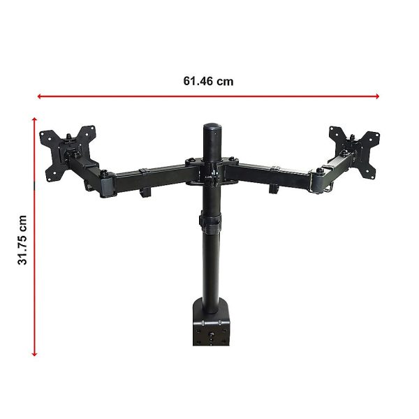Dual LCD Monitor Desk Mount Stand Adjustable Fits 2 Screens Up To 27" - Image 11