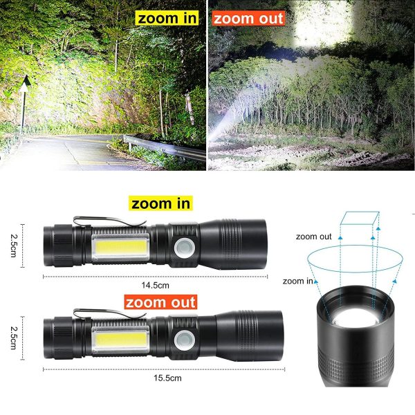 7 Modes Waterproof Rechargeable UV Light Flashlight Torch for Camping - Image 2