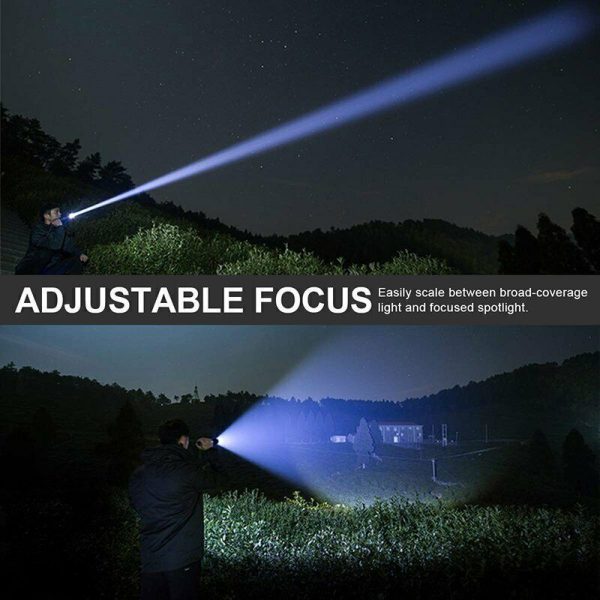 99000LM Ultra Bright LED Tactical Flashlight 3-Modes Zoom Torch USB Charging - Image 3