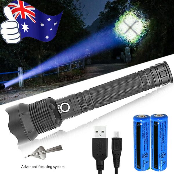 99000LM Ultra Bright LED Tactical Flashlight 3-Modes Zoom Torch USB Charging - Image 9