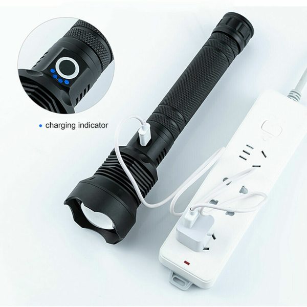 99000LM Ultra Bright LED Tactical Flashlight 3-Modes Zoom Torch USB Charging - Image 12