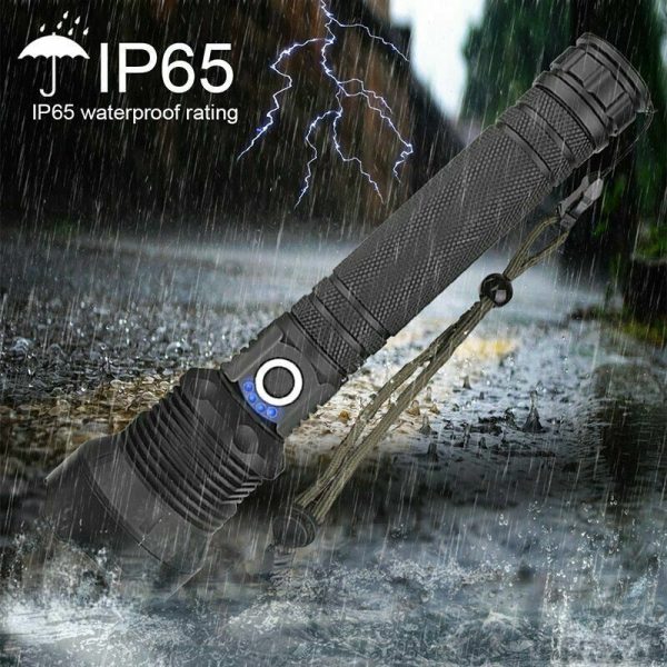 99000LM Ultra Bright LED Tactical Flashlight 3-Modes Zoom Torch USB Charging - Image 13