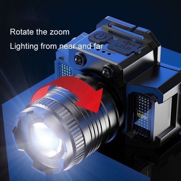 900000LM LED Headlamp Rechargeable Headlight Zoomable Head Torch Lamp Flashlight - Image 6