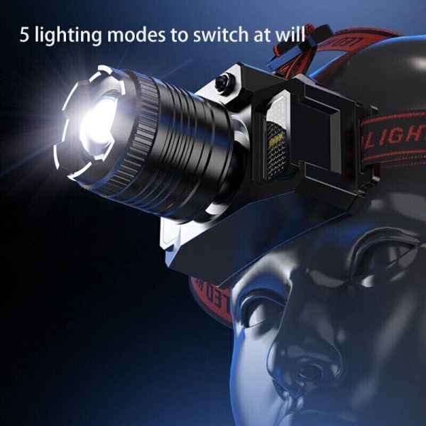 900000LM LED Headlamp Rechargeable Headlight Zoomable Head Torch Lamp Flashlight - Image 9