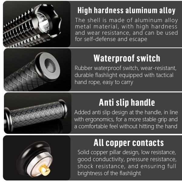 90000LM Baseball Bat LED Flashlights Waterproof Powerful Aluminium for Emergency - Image 3