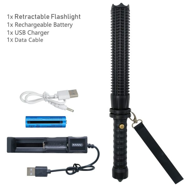 Baseball LED Flashlight Rechargeable Zoom Police Security Torch Baton Lamp Light - Image 2