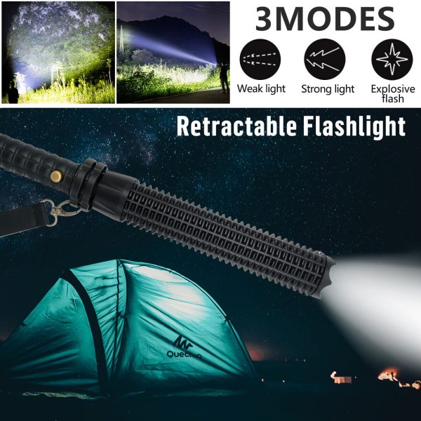 Baseball LED Flashlight Rechargeable Zoom Police Security Torch Baton Lamp Light - Image 4