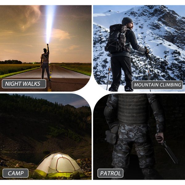 Baseball LED Flashlight Rechargeable Zoom Police Security Torch Baton Lamp Light - Image 7