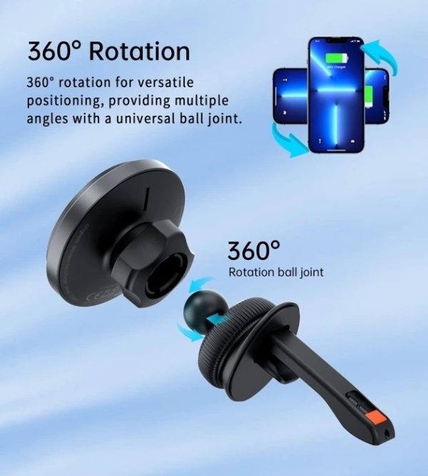 CHOETECH T204-F 15W Magnetic Car Charger Holder with LED Light (Aluminium alloy housing) - Image 4