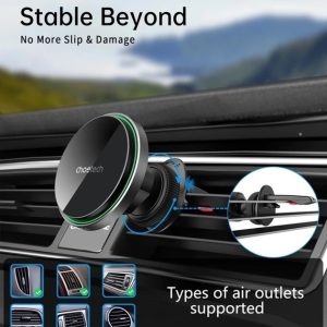 CHOETECH T204-F 15W Magnetic Car Charger Holder with LED Light (Aluminium alloy housing) - Image 5