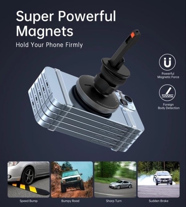 CHOETECH T204-F 15W Magnetic Car Charger Holder with LED Light (Aluminium alloy housing) - Image 7