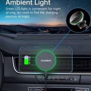CHOETECH T205-F 15W Magnetic Car Charger Holder with LED Light (PC housing) - Image 8