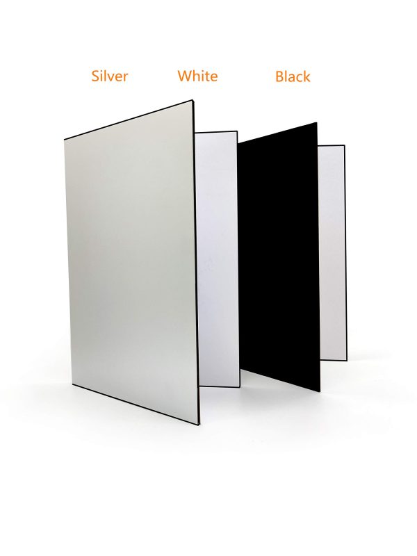 2 Pack A3  3 in 1 Photography Light Reflector Cardboard Light Diffuser Board Black, Silver, White - Image 2