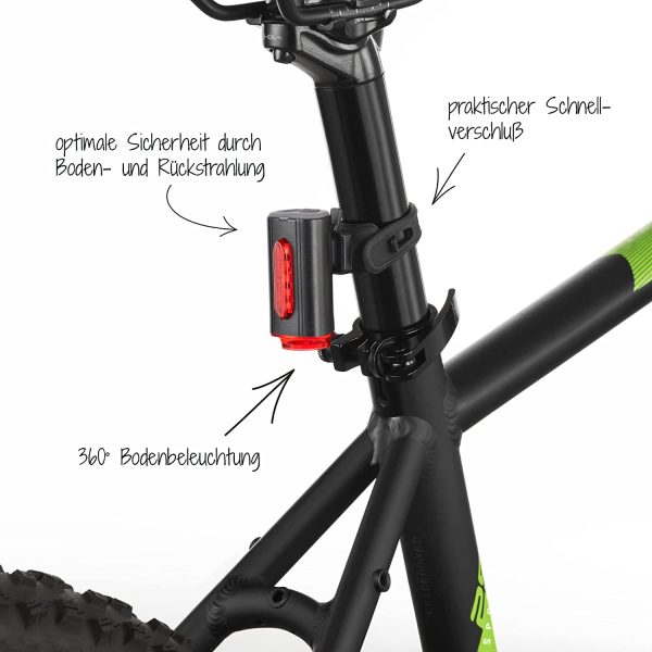 FischerBicycle Rear Light with 360 Floor Light for More Visibility and Protection, Rechargeable Battery - Image 2