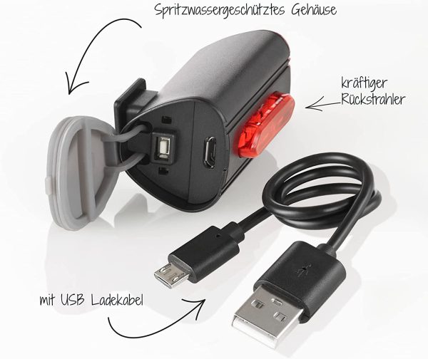 FischerBicycle Rear Light with 360 Floor Light for More Visibility and Protection, Rechargeable Battery - Image 3