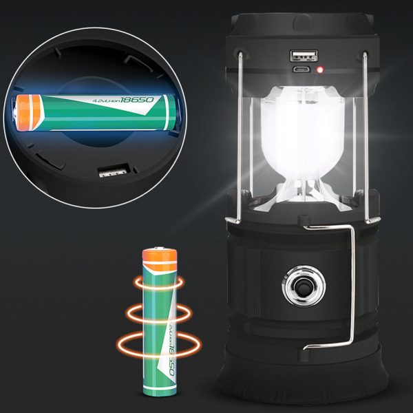 LED Camping Lamp Solar Powered Rechargeable USB Torch Waterproof Emergency Light Lantern - Image 8