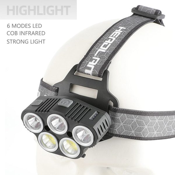 6 Modes LED Head Torch Induction Headlight Camping COB Infrared Strong Lights - Image 2