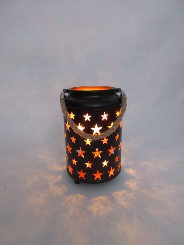 20cm Starry LED Lantern Light with Rope Handle Star Bedside Table Desk Lamp - Image 3