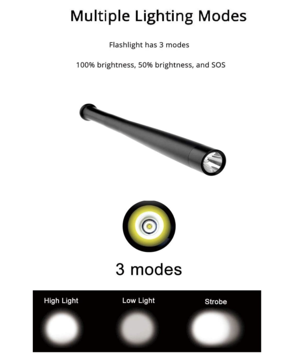 Baseball Bat LED Flashlight Super Bright Baton Torch Emergency Security Tools - Image 8