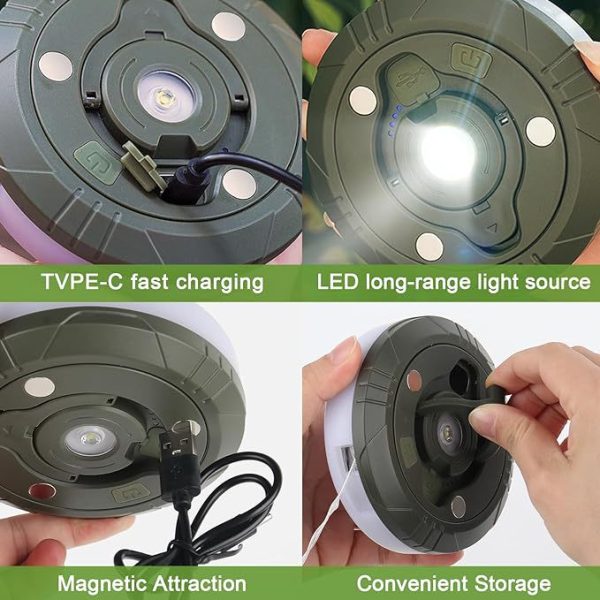 L828-10m LED Color Camping Light with Tape Measure & 2000mAh Battery - Super Long Battery Life, Multi-Function Tent, Emergency & Ambient Light - Image 2