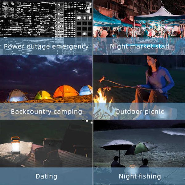 Green Collapsible Portable Solar LED Camping Lantern with USB Charging - Image 3